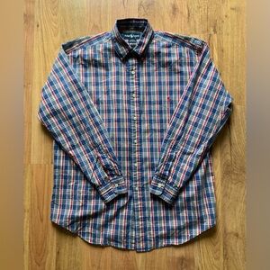 Ralph Lauren Blaire 100% Cotton Button Down Mens Medium Plaid Checkered Shirt